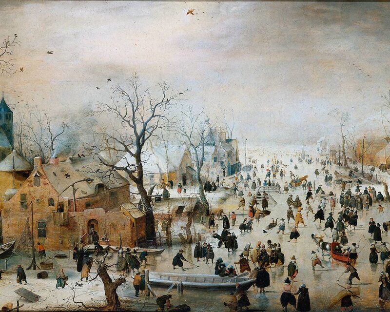 Village on Frozen River