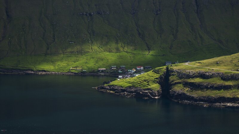 Village on Green Cliffs — Serene