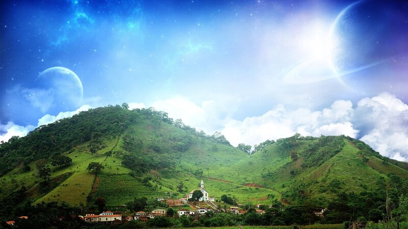 Village on Green Hills — Blue