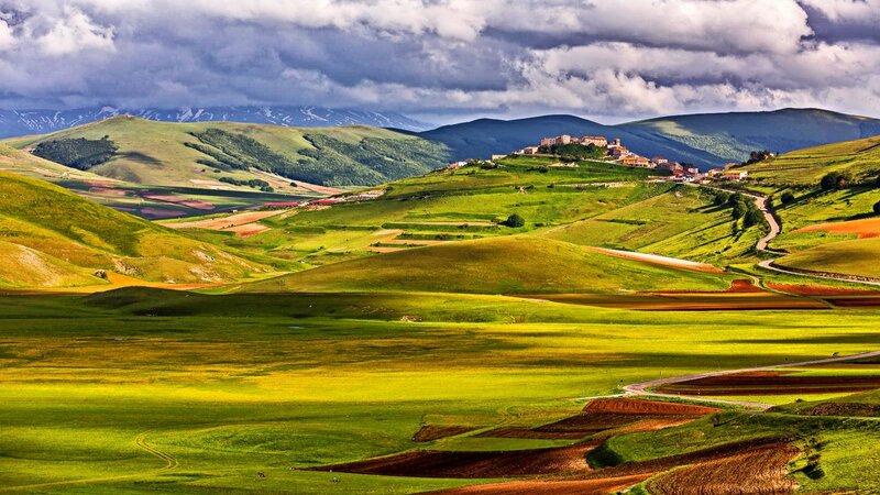 Village on Green Hills — Dramatic, Afternoon