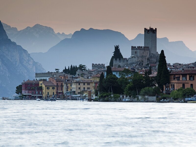 Village on Lake Garda at dusk
