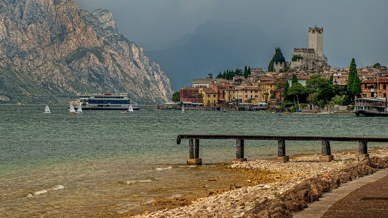 Village on Lake Shore — Green, Dramatic, Afternoon