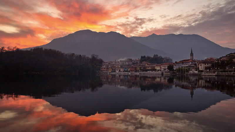 Village on Lake Shore — Orange, Serene