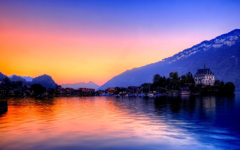 Village on Lake Shore — Orange