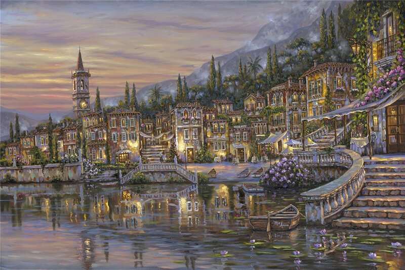 Village on Lake Shore — Purple