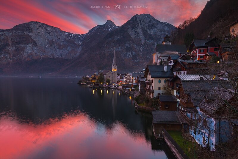 Village on Lake Shore — Red
