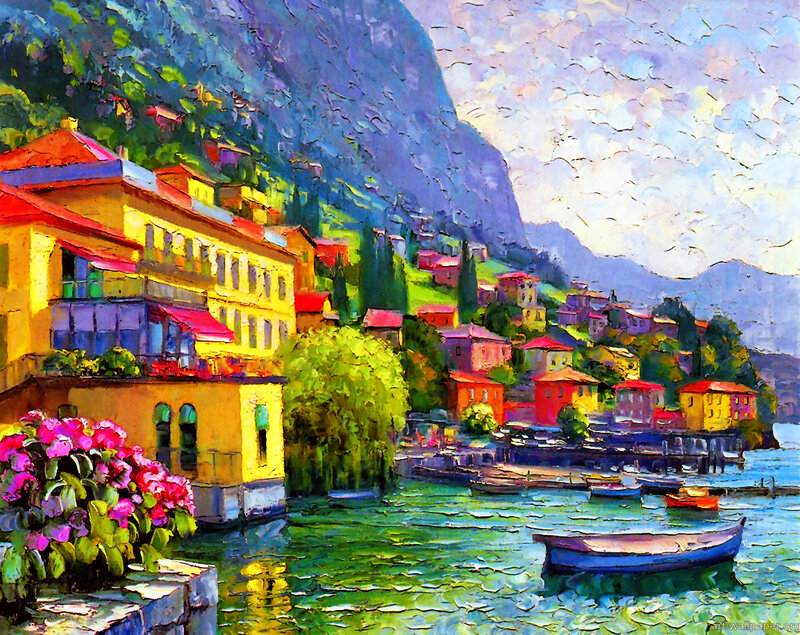 Village on Lake Shore — Yellow