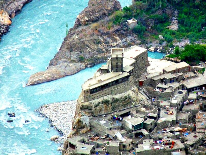 Village on River Cliff