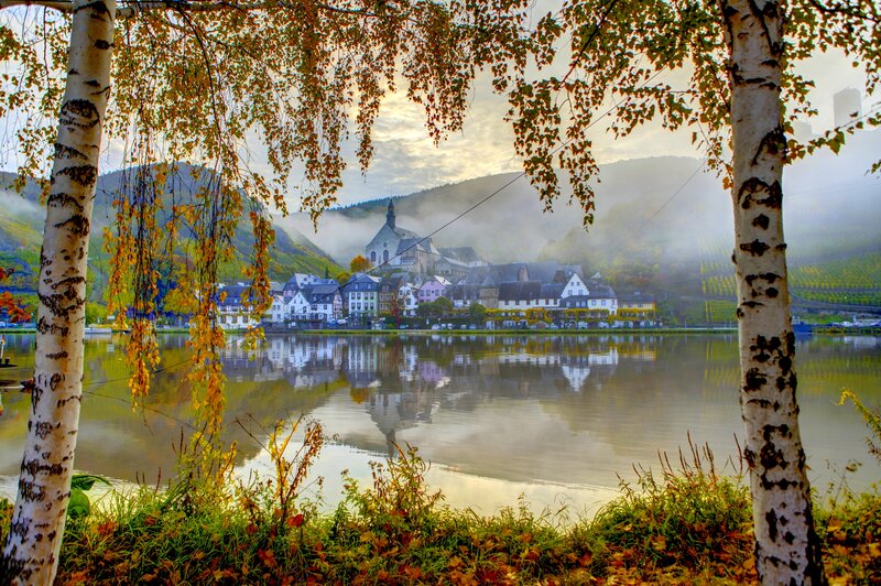Village on Riverbank — Green, Serene