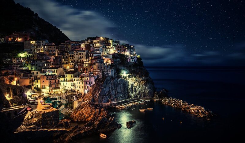 Village on Rocky Cliff