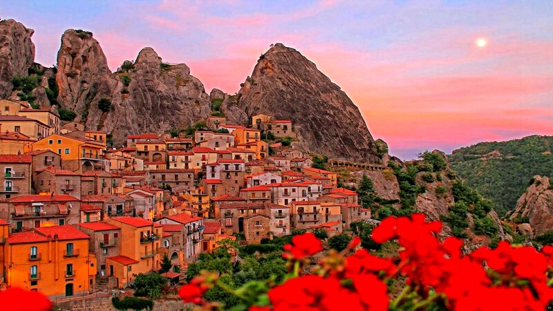 Village on Rocky Hillside