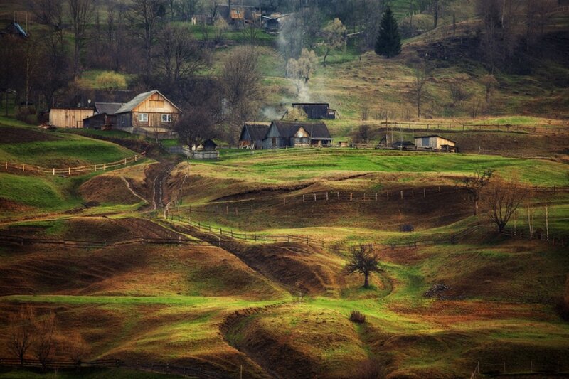 Village on Rolling Hills — Green, Serene