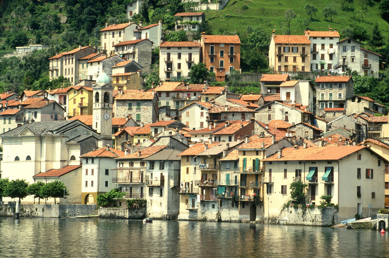 Village on the lake shore