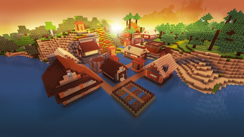 Village on Water — Blue
