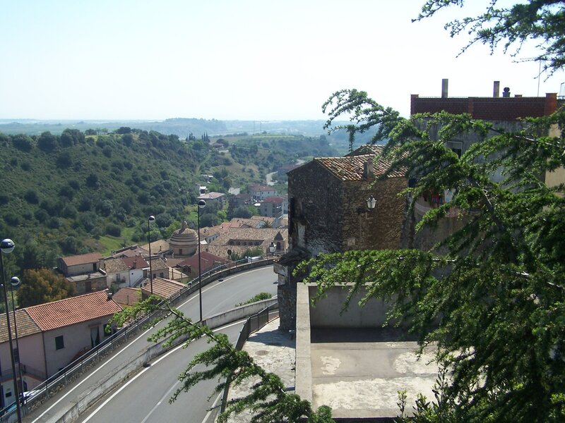 village overlooking a valley