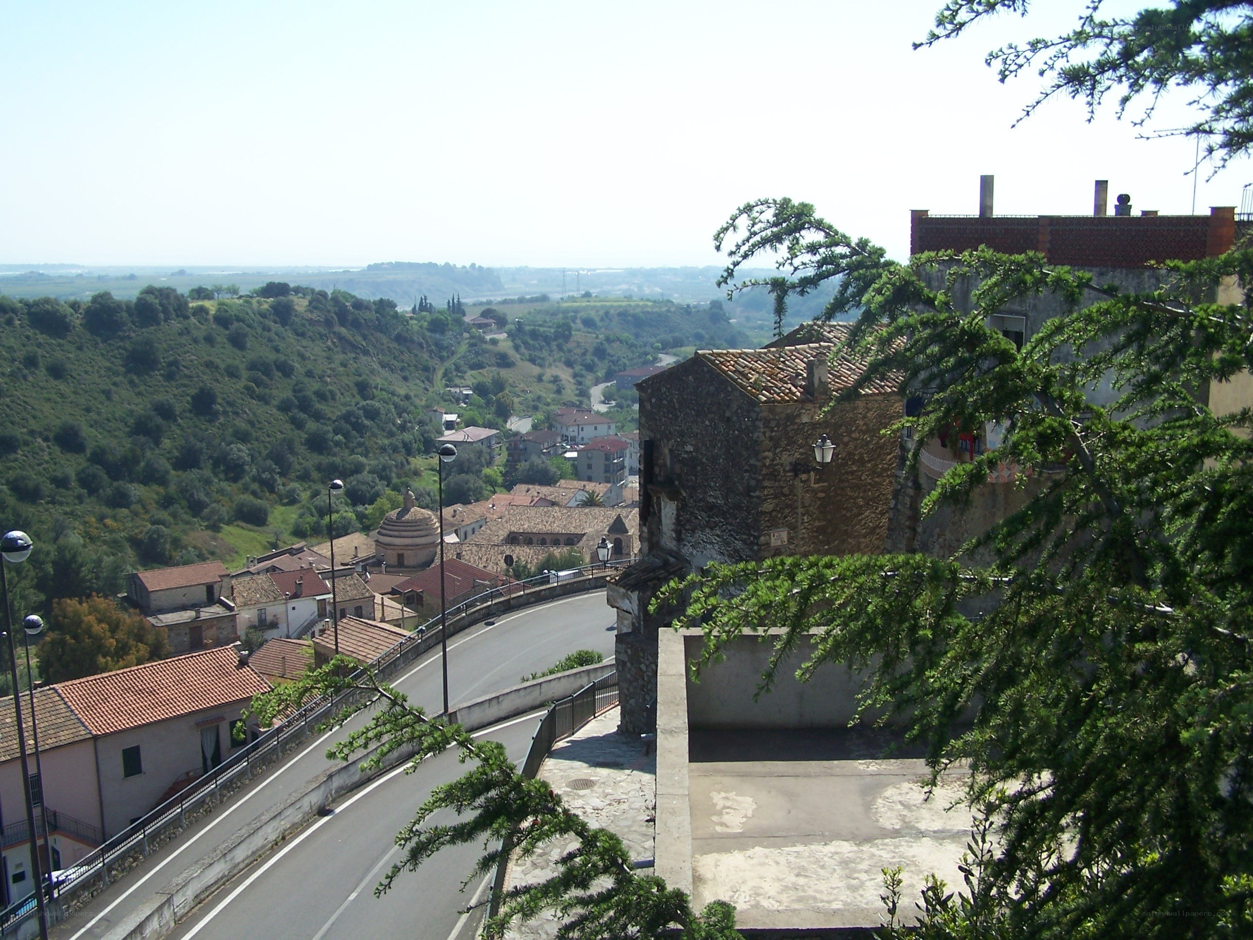 village overlooking a valley