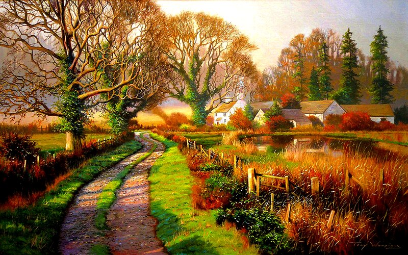 Village Path at Sunset