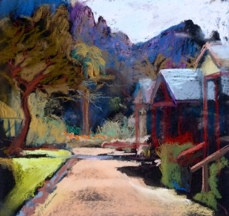 Village Path with Cabins