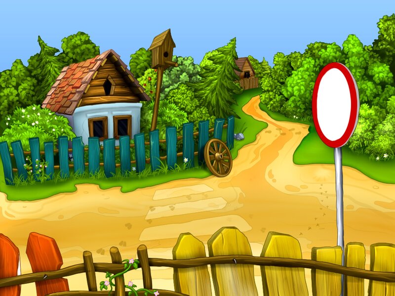village path with houses