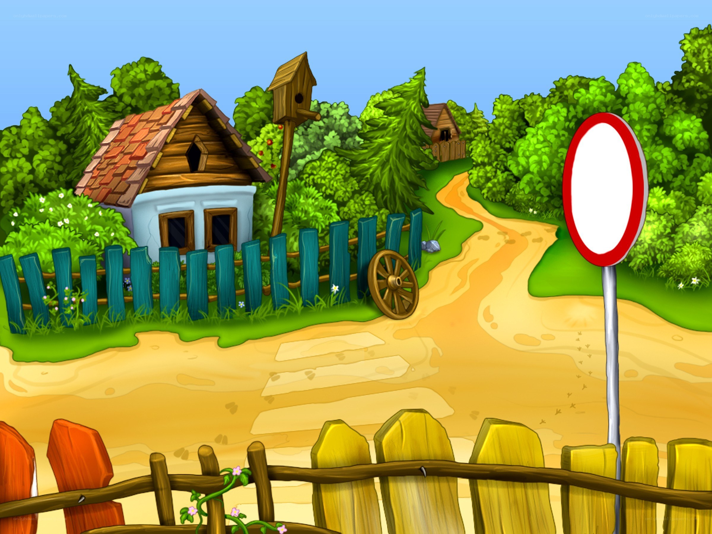 village path with houses