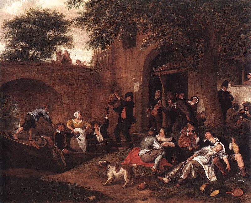 Village Revelers at Riverbank