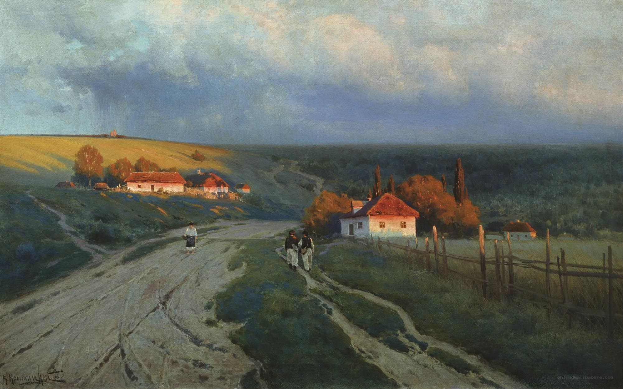 Village Road at Dusk