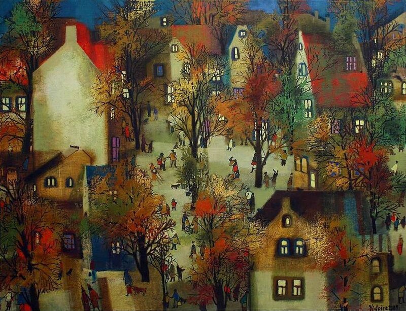 Village Scene in Autumn