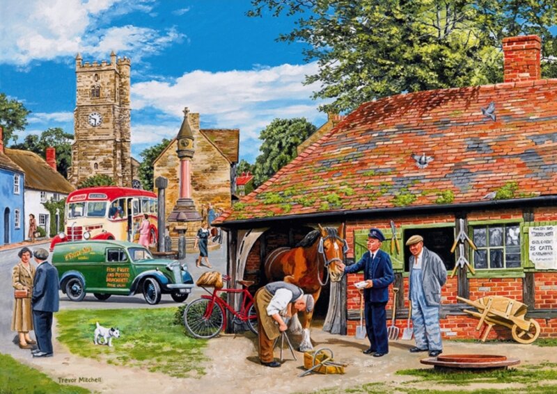 Village Scene with Horse