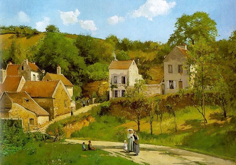 Village Scene with People — Green