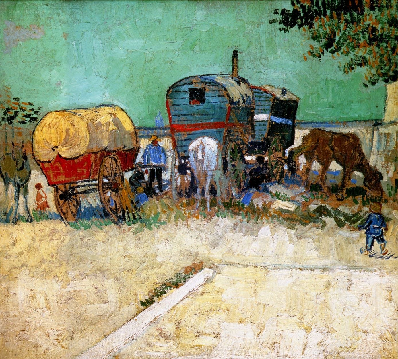 Village Scene with Wagons