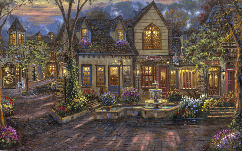 Village Square at Dusk