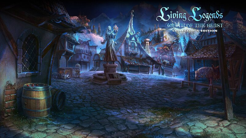 Village Square at Night — Blue, Mysterious