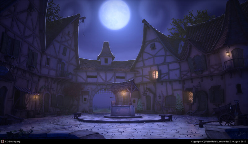 Village Square at Night