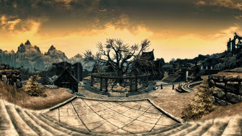 Village Square with Tree