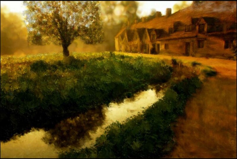 Village Stream at Dusk