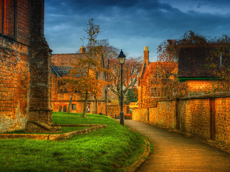 Village Street at Dusk