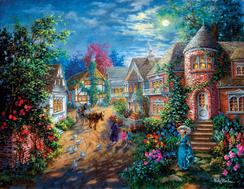 Village Street at Night