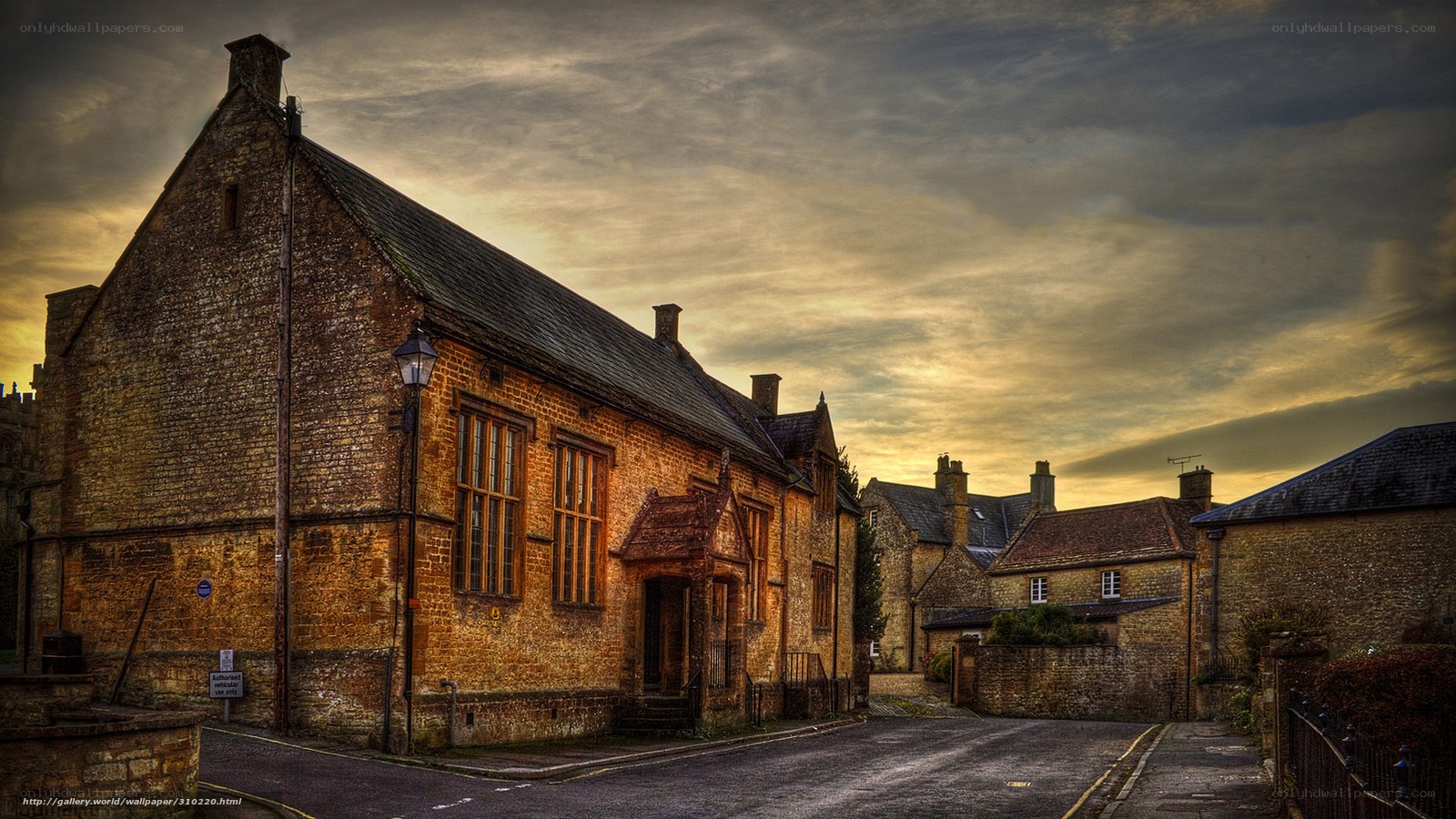 village street at sunset