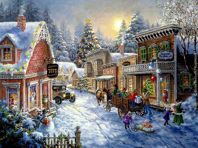Village Street in Winter