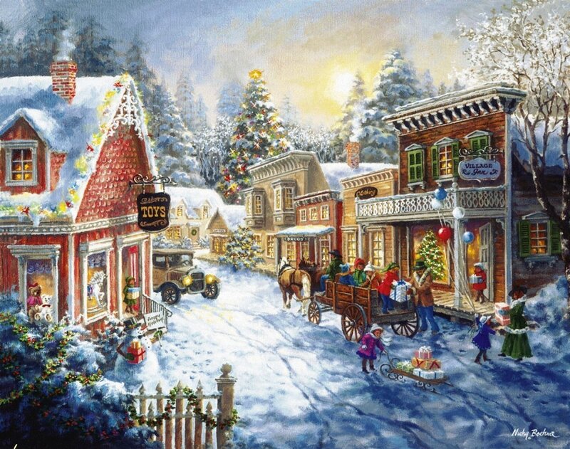 Village Street in Winter — White