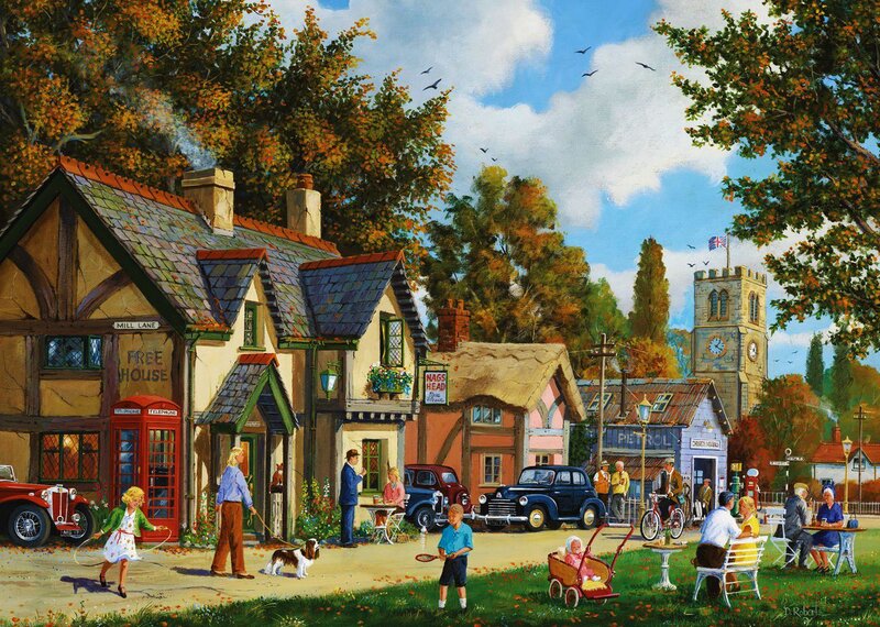 Village Street Scene — Green, Peaceful