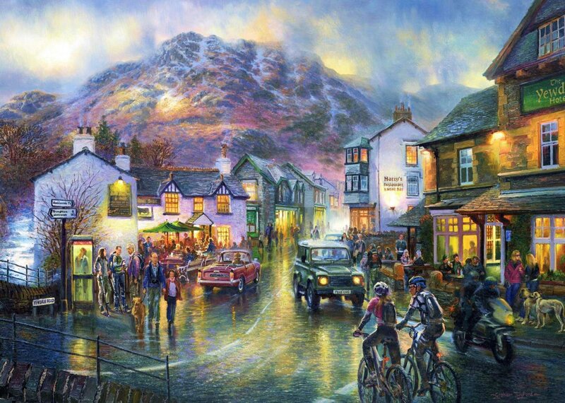 Village Street Scene — Yellow, Lively