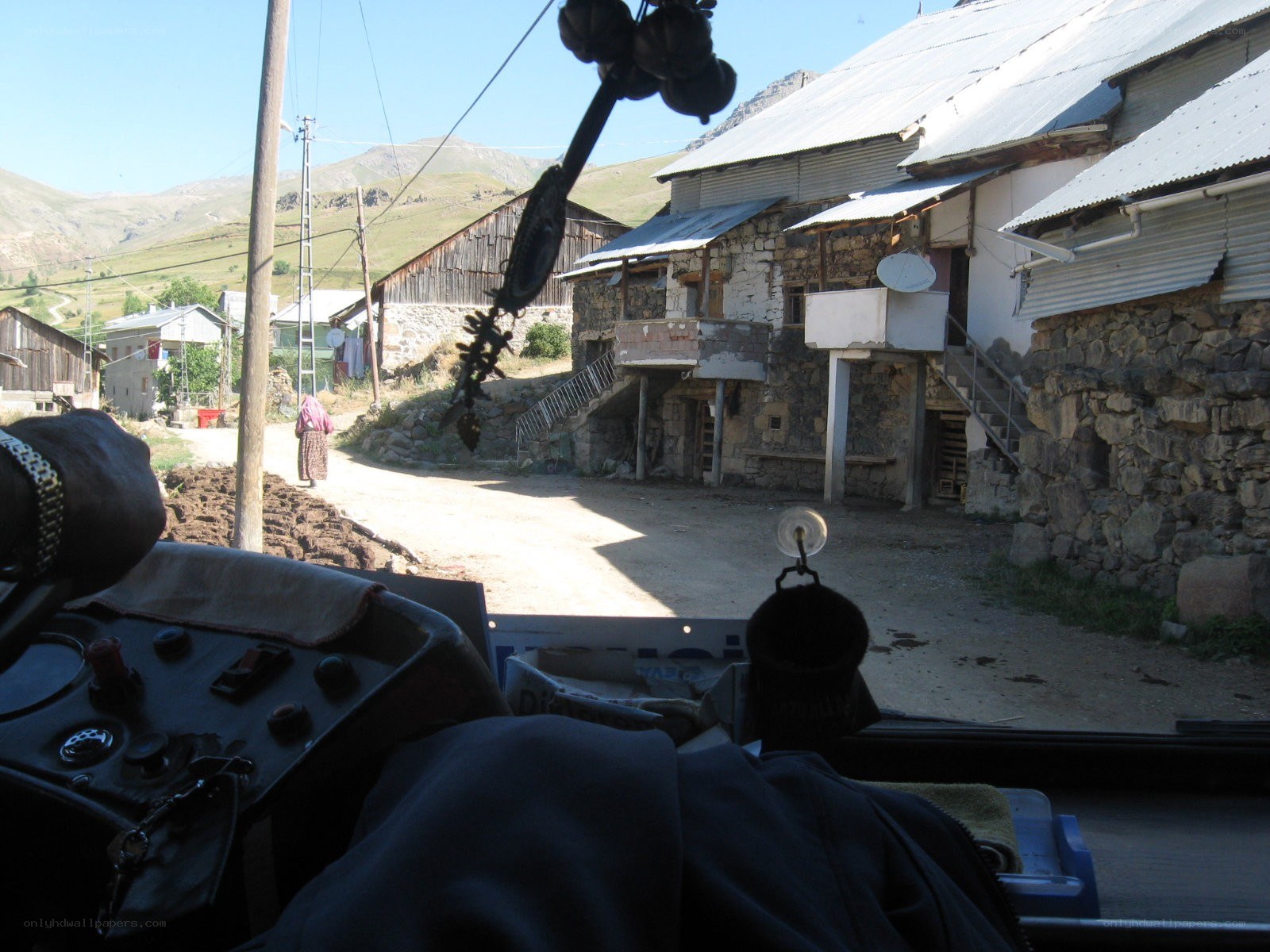village street view from vehicle