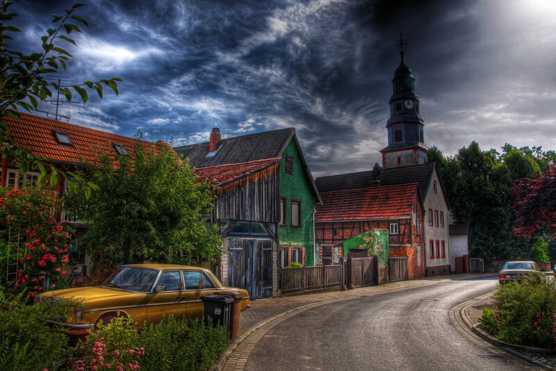 Village Street with Church