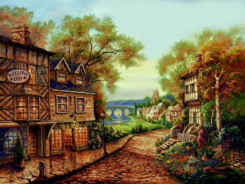Village Street with Inn