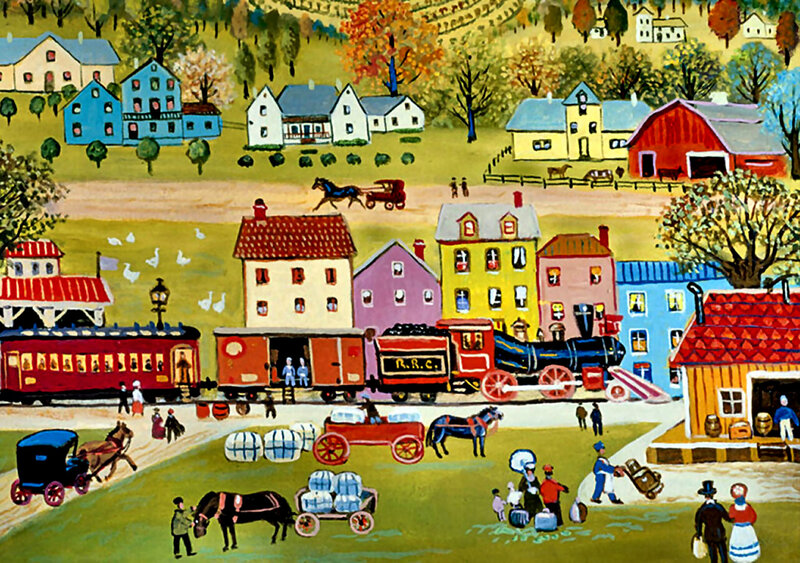 Village Train Scene
