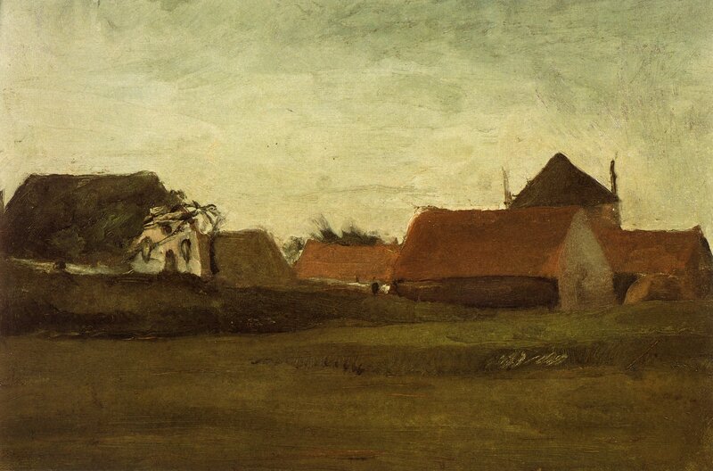 Village under a cloudy sky