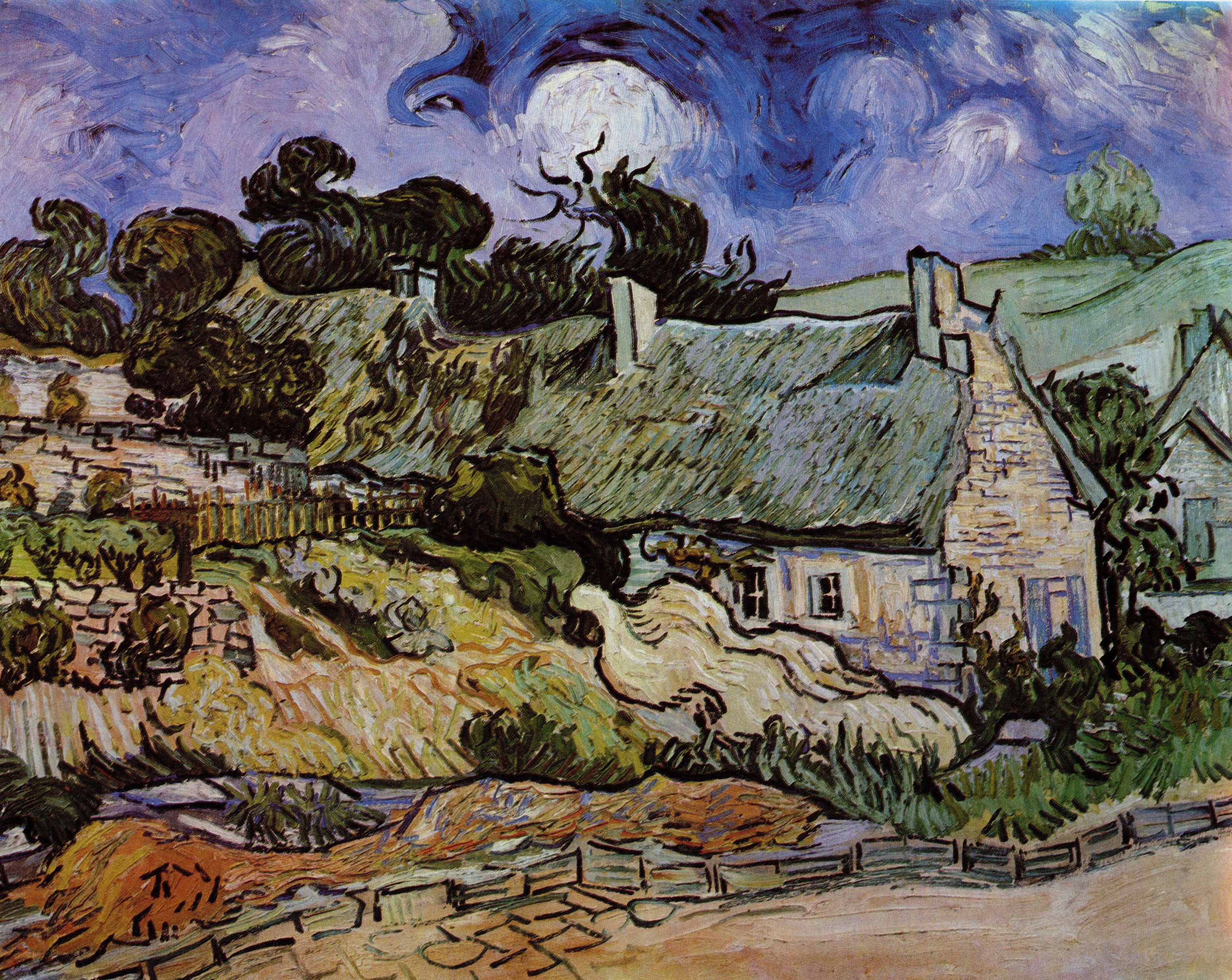 Village under a swirling sky