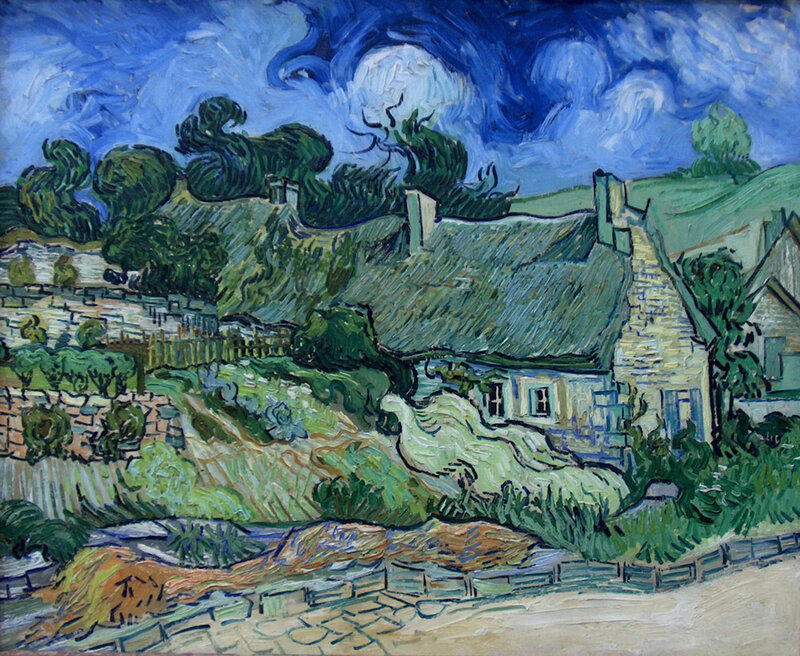 Village under a swirling sky