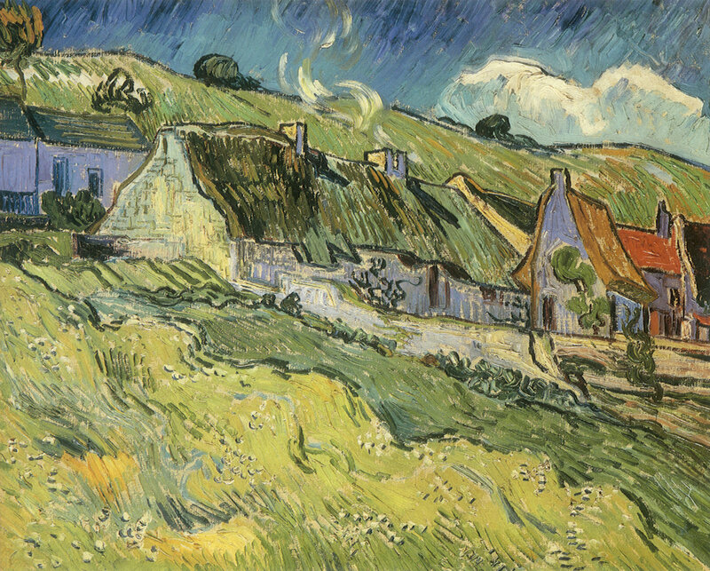 Village under a swirling sky
